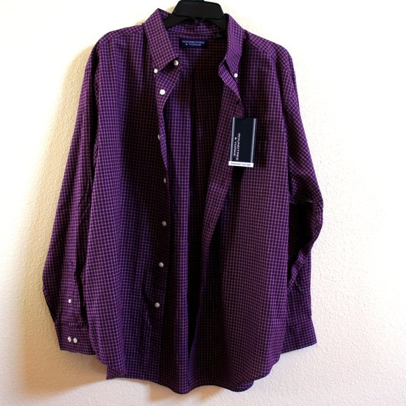 Roundtree & Yorke Purple Check Button Down Shirt - Picture 2 of 9